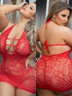 Killer Legs Red Lace Fever Fishnet Dress Queen Plus Size Back Tie Lingerie New